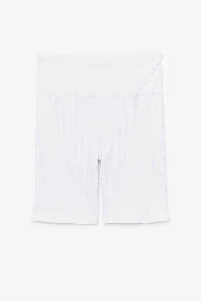 Fila Ribbed Essentials | Cam High Rise Bike White Shorts Womens - NZ 29718-FGSJ